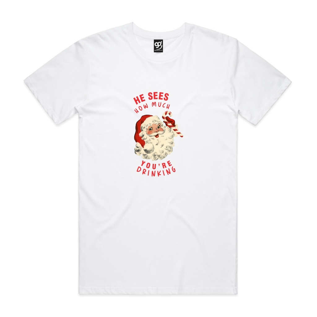 He Sees How Much You're Drinking (White, XS, Mens)